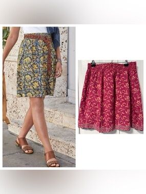 Sundance Tabris Reversible Floral Paisley Boho knee length Skirt Size Large
